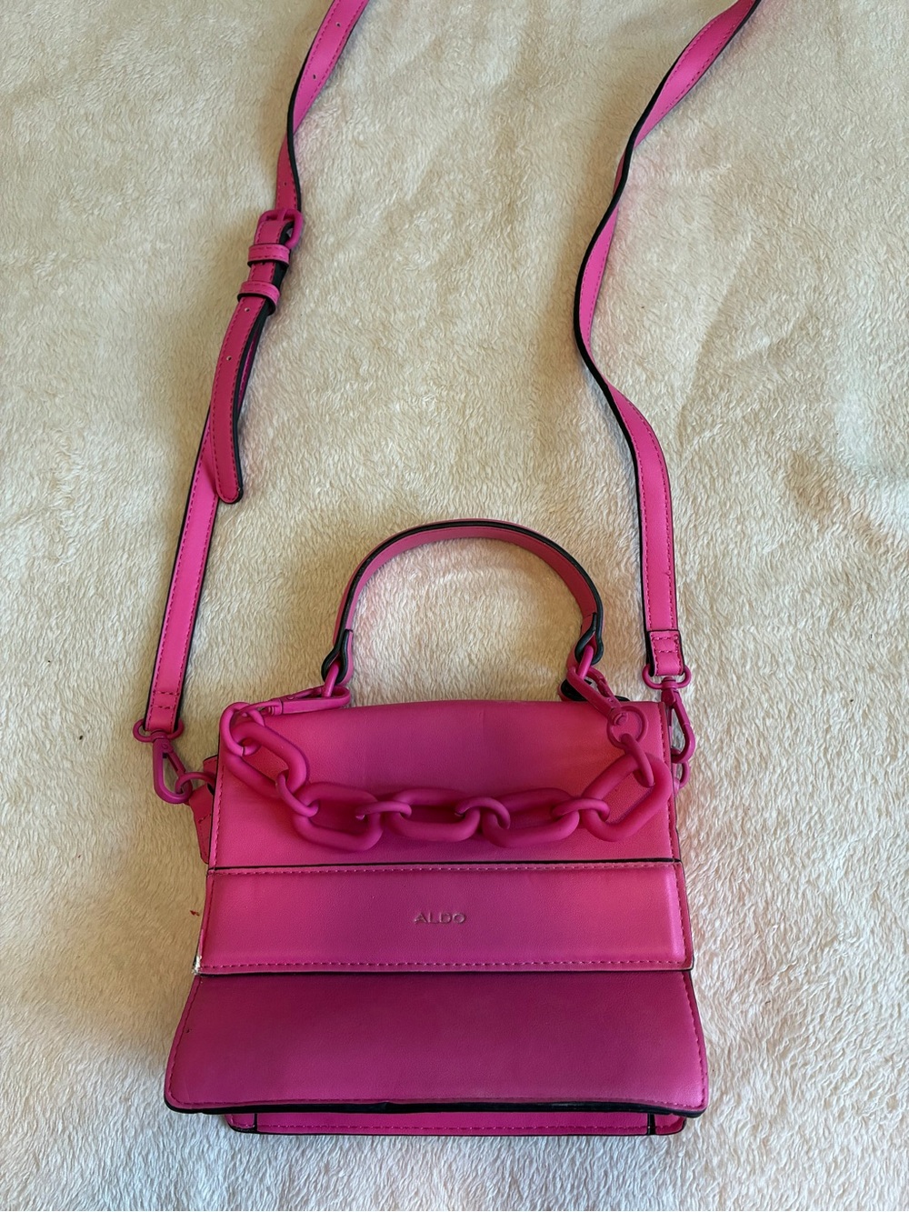 Aldo Hot Pink Mini Chain-Accent Crossbody